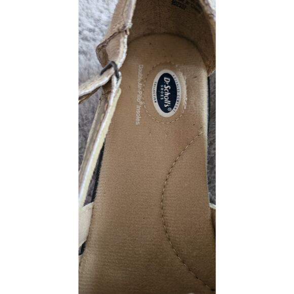 Dr Scholls Leather Woven Sandals Huaraches Loafers Gold Metallic 7.5 Adjustable - Picture 3 of 4